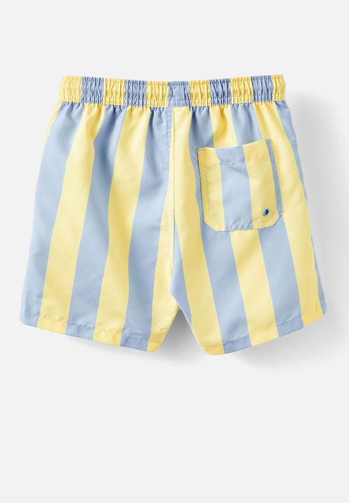 Cotton On - Bailey Board Short - Baby Yellow/Dawn Blue Vertical Stripe