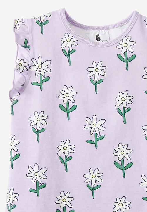 Cotton On - Stacey short sleeve flutter pyjama set - vintage lilac/daisies