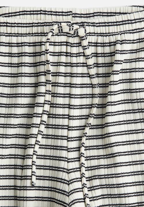 H&M - Wide drawstring trousers - cream striped