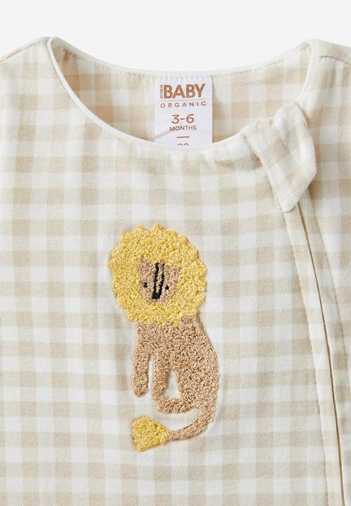 Cotton On - The short sleeve zip romper - rainy day/lion gingham