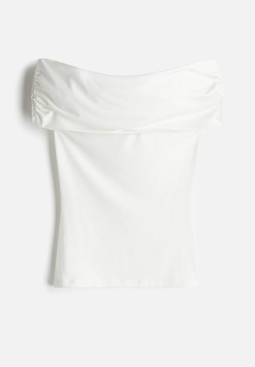 H&M - Gathered off-the-shoulder top - cream
