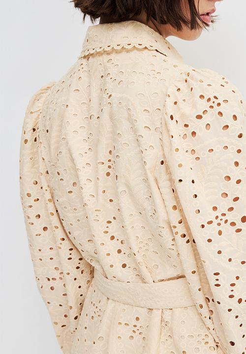 H&M - Broderie anglaise shirt dress - light beige