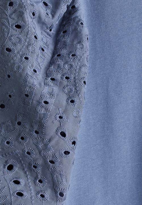 H&M - Balloon-sleeved top - dusty blue