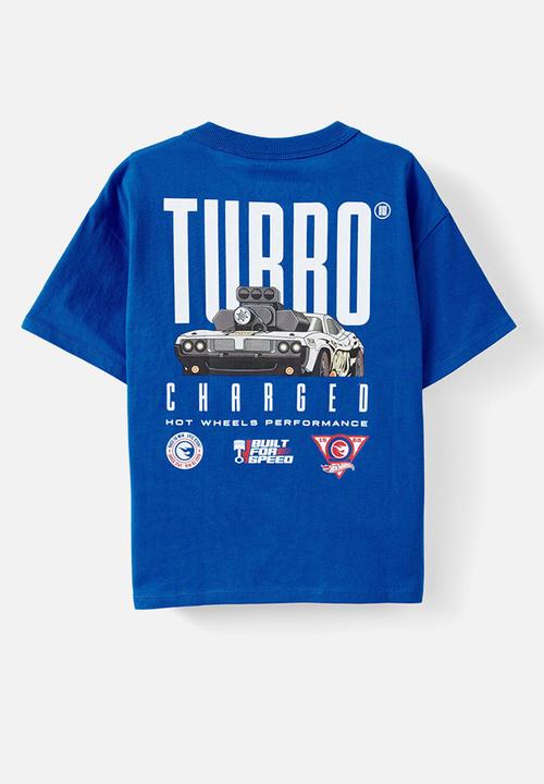 Cotton On - Licensed Drop Shoulder Short Sleeve Tee - Lcn Mat Harbour Blue/Hot Wheels Turbo