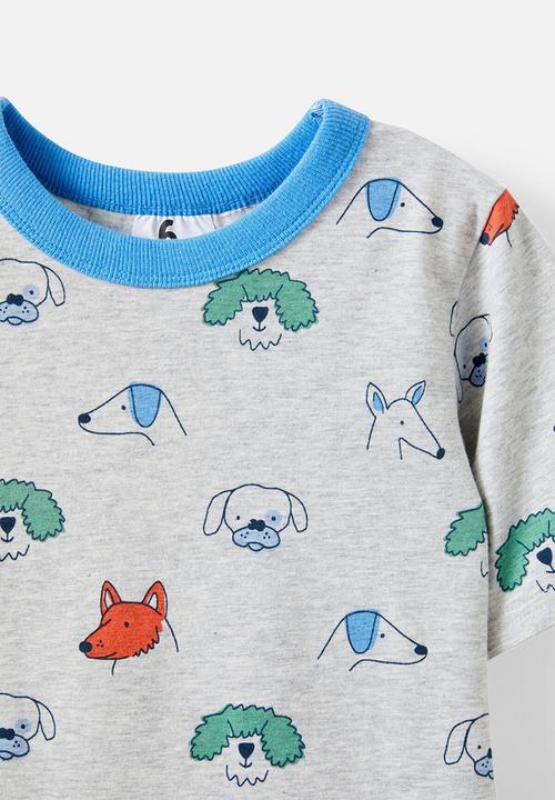 Cotton On - Jordan short sleeve pyjama set - cloud marle/doggies