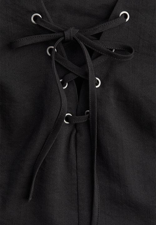 H&M - Lacing-detail top - black