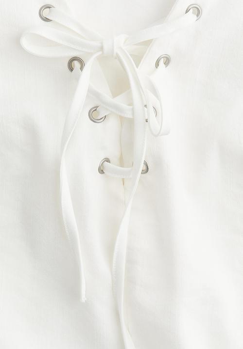 H&M - Lacing-detail top - cream 