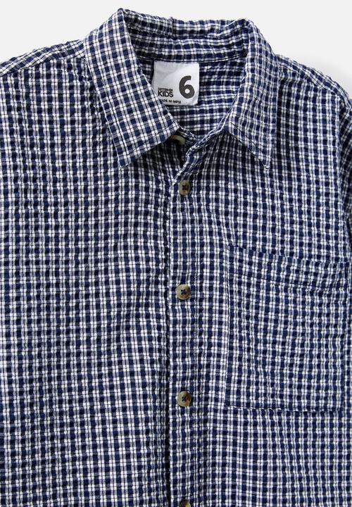 Cotton On - Carter Skate Shirt - Squid Ink/Check