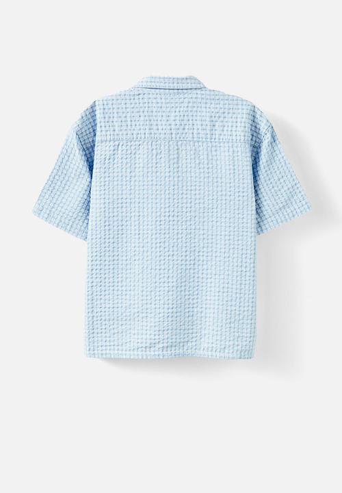 Cotton On - Carter Skate Shirt - Dawn Blue/Varsity Red Check