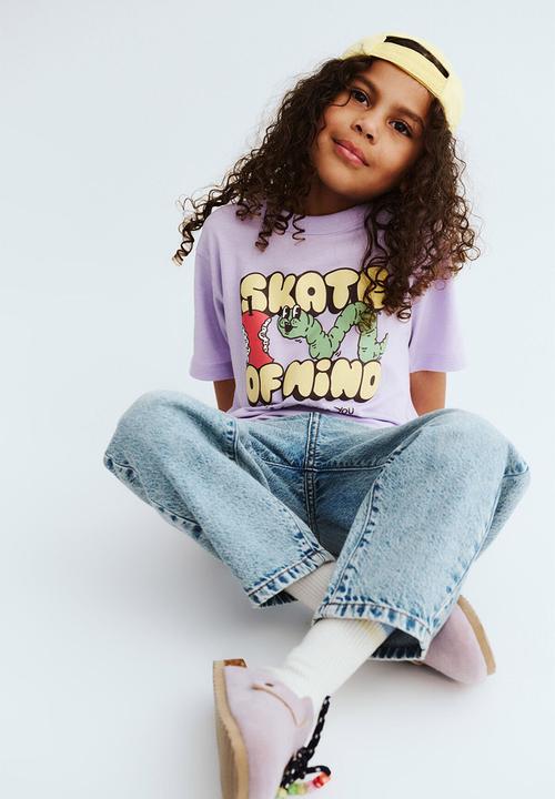 Cotton On - Poppy oversize graphic print tee - vintage lilac/skate of mind