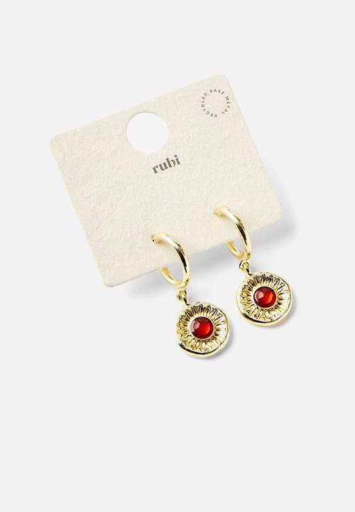 Rubi - Huggie hoop earring- gold plated astro sun