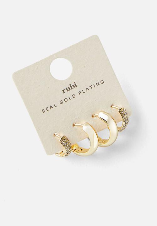 Rubi - Mid Earring - gold plated pave diamante