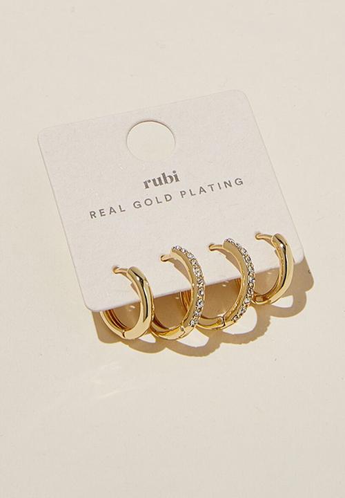 Rubi - 2pk mid earring- gold plated fine diamante