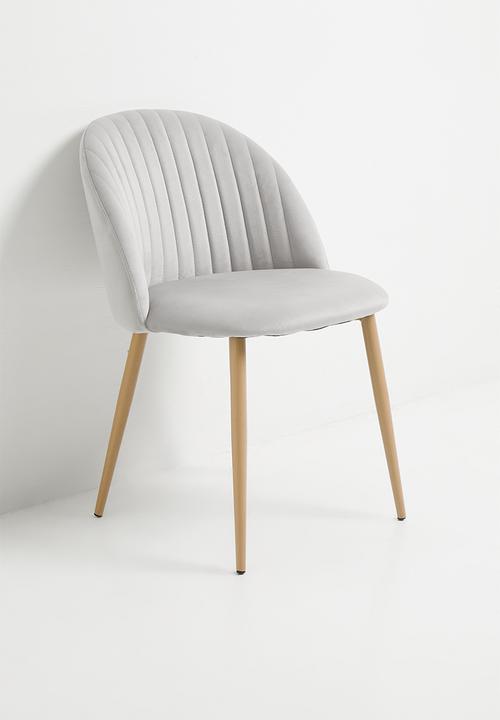 Sixth Floor - Pluto Velvet Dining Chair Set Of 2 - Grey With Natural Legs