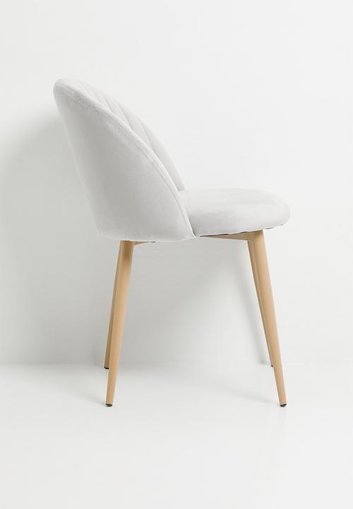 Sixth Floor - Pluto Velvet Dining Chair Set Of 2 - Grey With Natural Legs