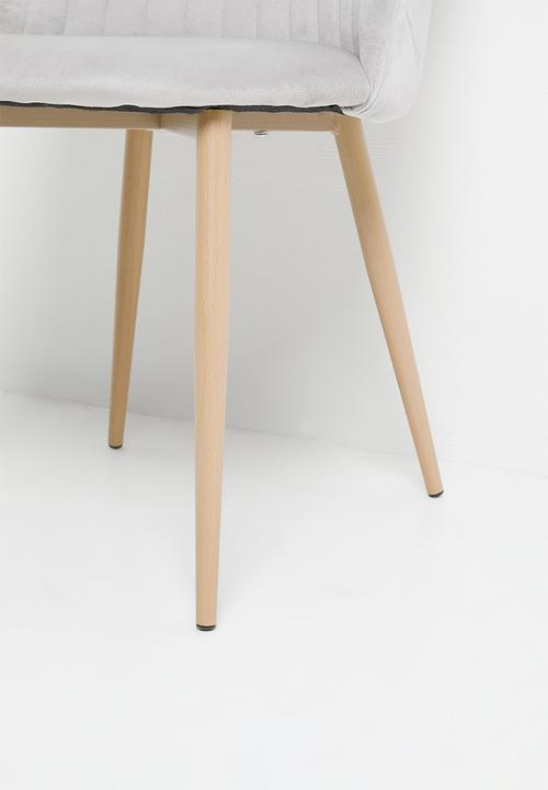 Sixth Floor - Pluto Velvet Dining Chair Set Of 2 - Grey With Natural Legs