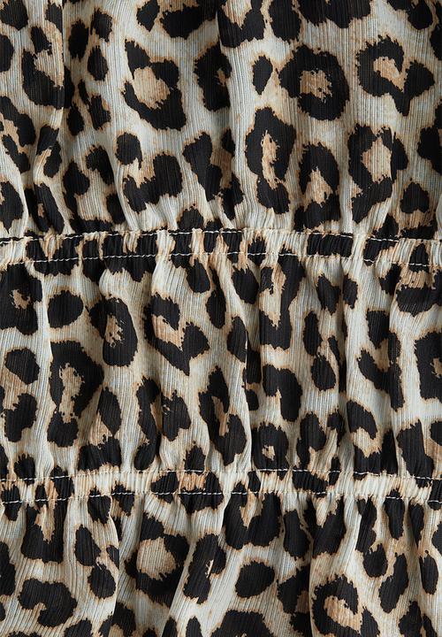 H&M - Crinkled blouse - white & leopard print 