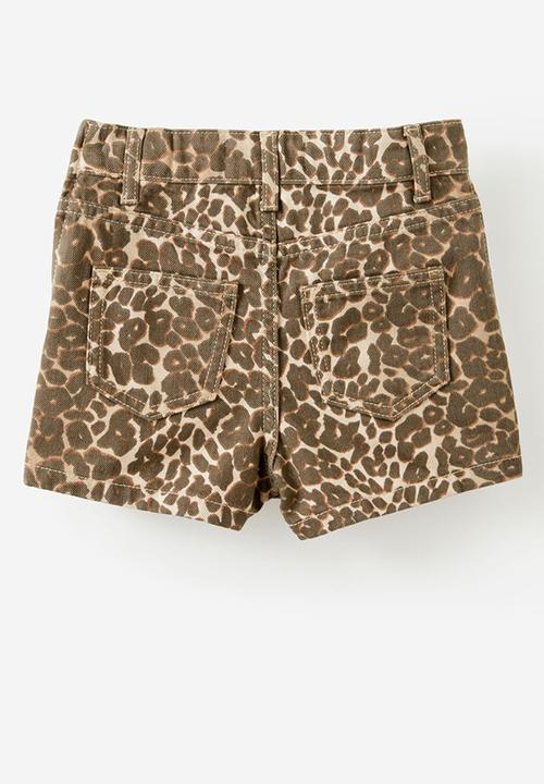 Cotton On - Pleat front denim skort - summer leopard