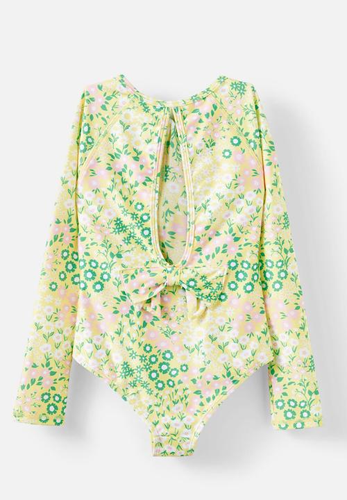 Cotton On - Lydia low bow one piece - baby yellow/floral