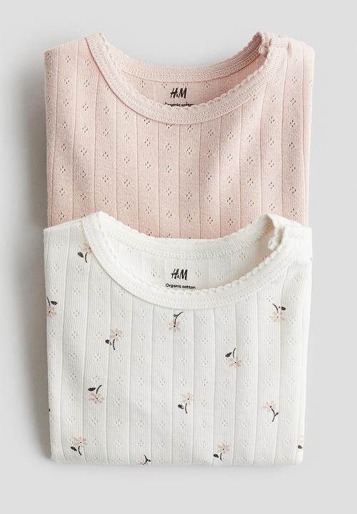 H&M - 2-Pack long-sleeved bodysuits - light pink floral 