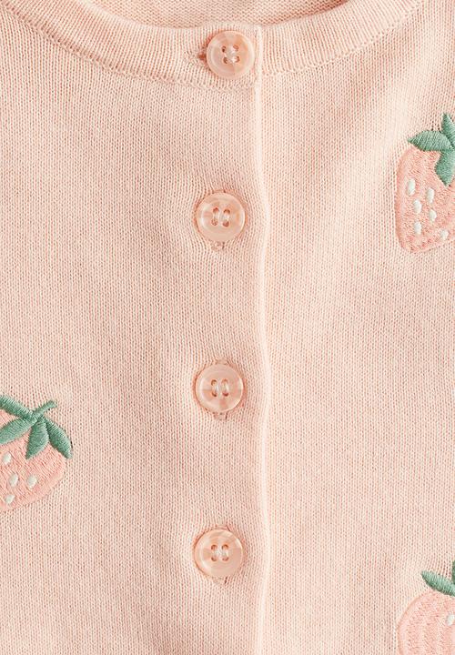 H&M - Cotton cardigan - light peach pink & strawberries
