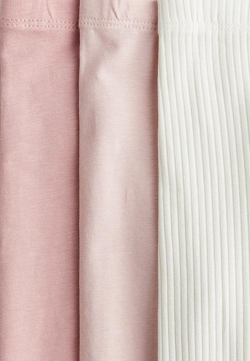 H&M - 3-Pack jersey leggings - pink & white