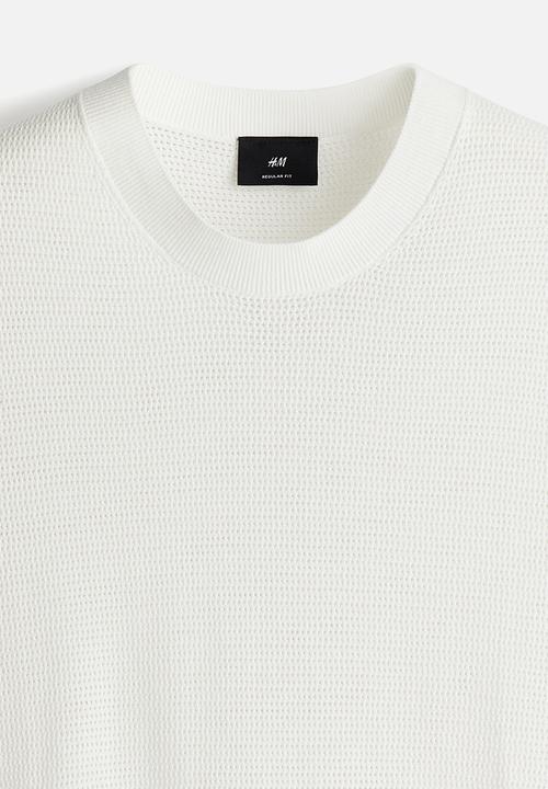 H&M - Regular fit hole-knit t-shirt - white