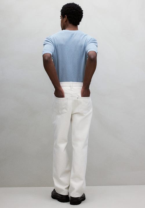 H&M - Regular fit hole-knit t-shirt - light blue