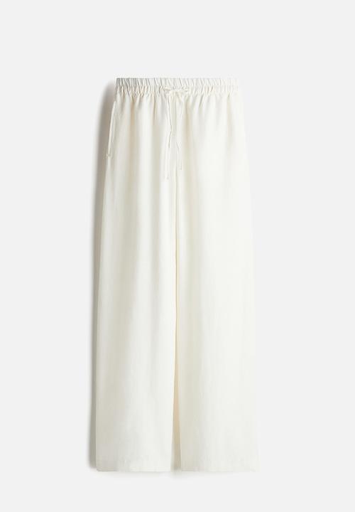 H&M - Linen-blend trousers - cream white