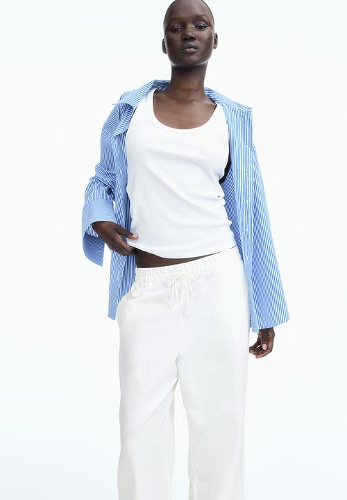 H&M - Linen-blend trousers - cream white