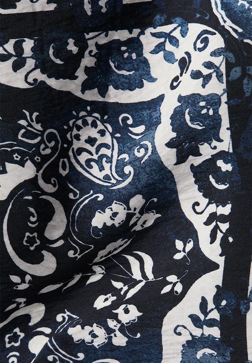 H&M - Patterned trousers - dark blue paisley-patterned