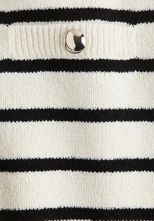 H&M - Knitted mini shorts - cream & black striped