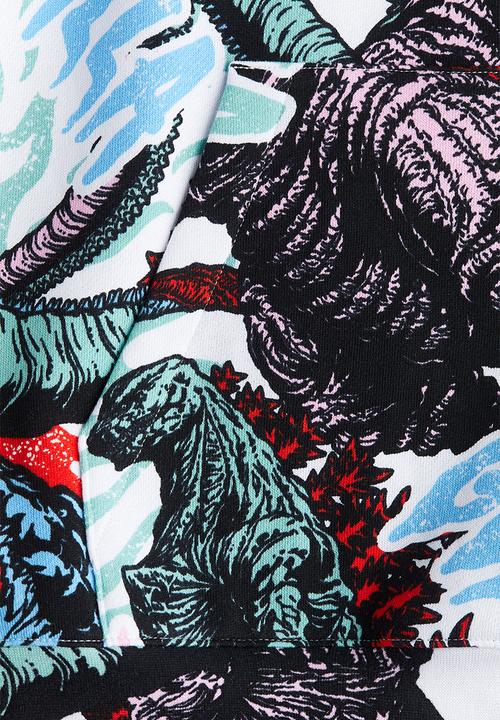 H&M - Motif-detail hoodie - white godzilla