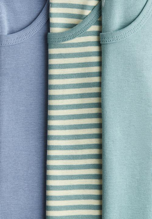 H&M - 3-Pack cotton vest tops - turquoise & blue