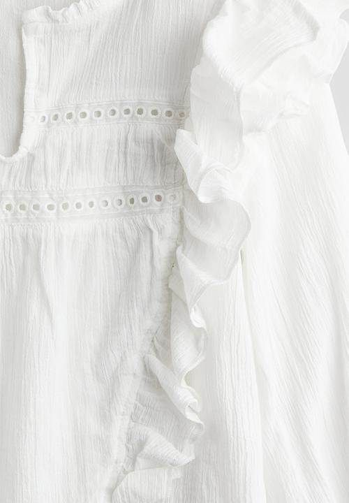 H&M - Flounced cotton blouse - white