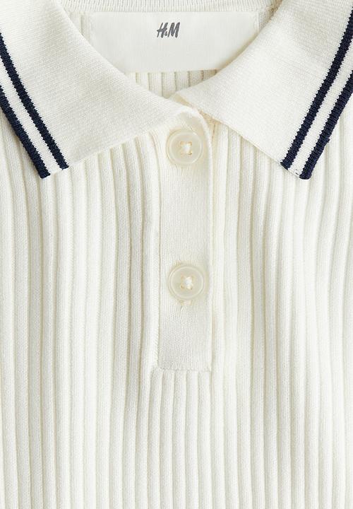 H&M - Rib-knit collared top - white