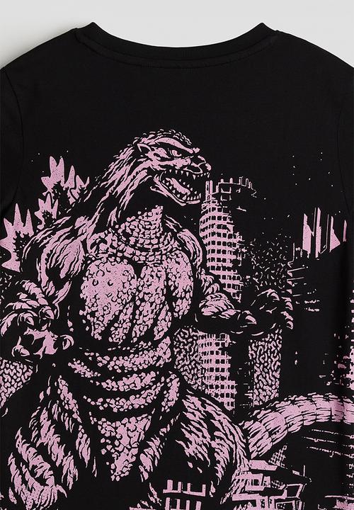 H&M - Printed t-shirt - black godzilla