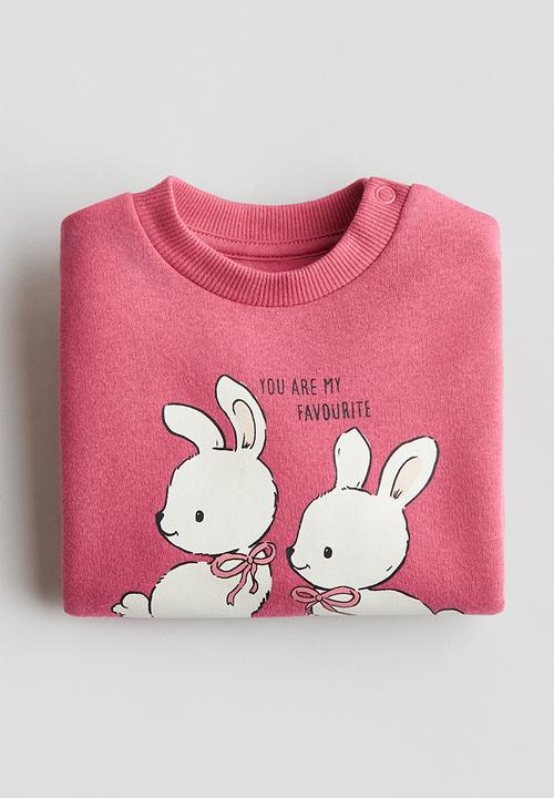H&M - Printed sweatshirt - dark pink bunnies