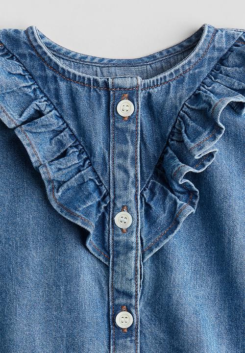 H&M - Flounced denim blouse - denim blue