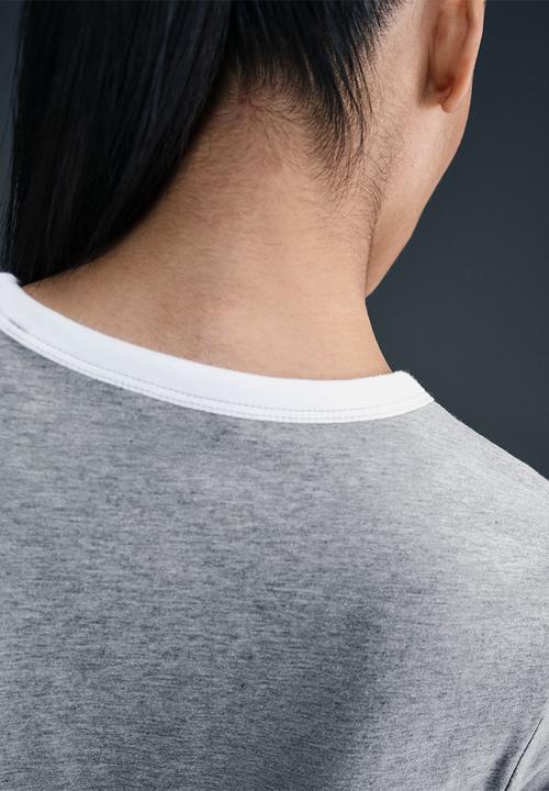 Nike - W nsw short sleeve ringer tee vntg run - dk grey heather/white