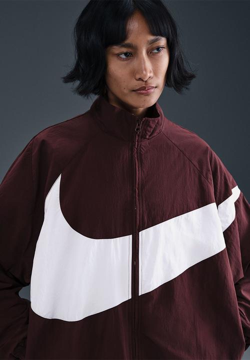 Nike womens woven track jkt - burgundy crush/burgundy crush/white