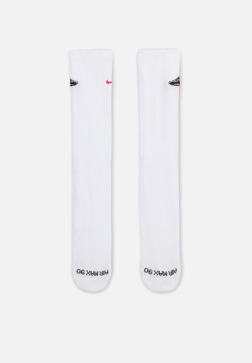 Nike - Nike Air Max 90 Everyday Plus Cushioned Crew - White/Bright Crim