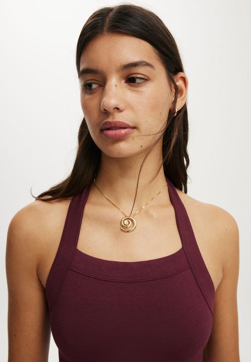 Cotton On - Hailey halter mini dress - sour cherry