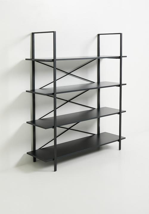 Native Decor - Industrial 4-tier book shelf - black