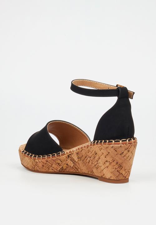 Miss Black - Jayda 5 cork wedge - black