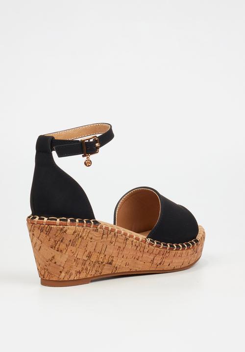 Miss Black - Jayda 5 cork wedge - black