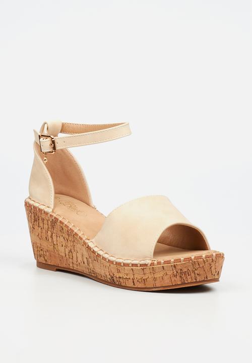 Miss Black - Jayda 5 cork wedge - bone