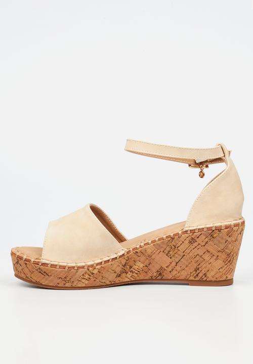 Miss Black - Jayda 5 cork wedge - bone