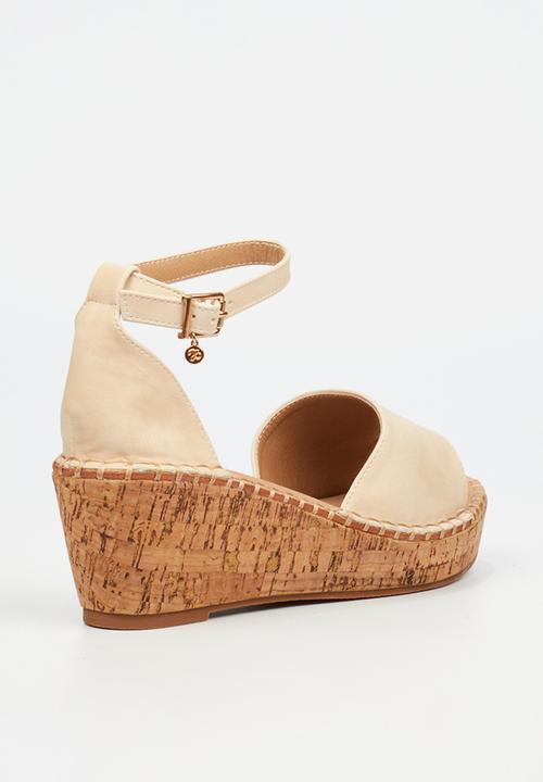Miss Black - Jayda 5 cork wedge - bone