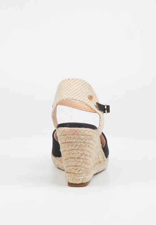 Miss Black - Jojo 2 peep-toe rope wedge - black